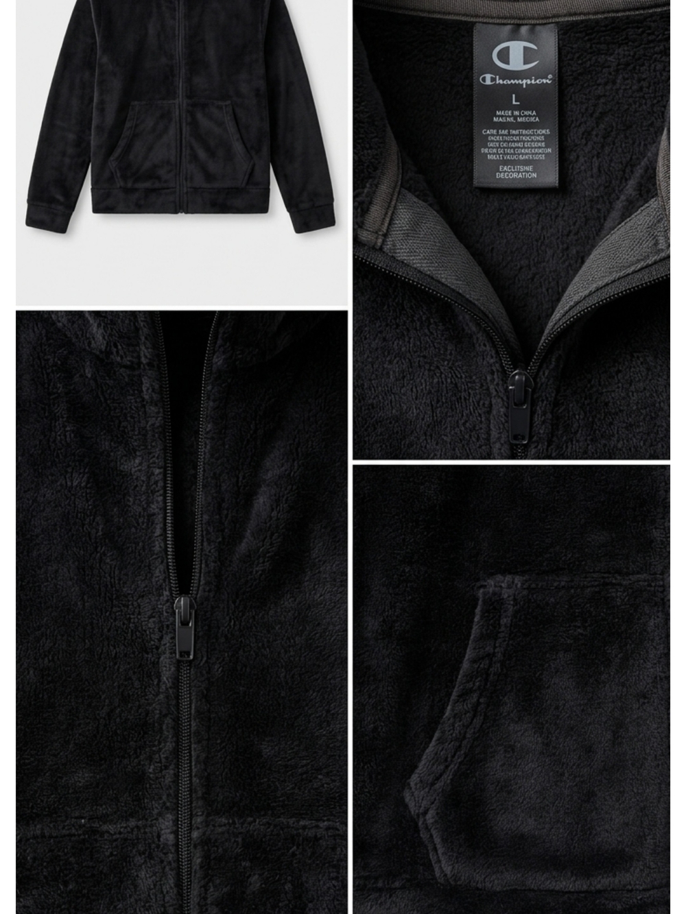 Champion Black Full-Zip Sherpa Hoodie